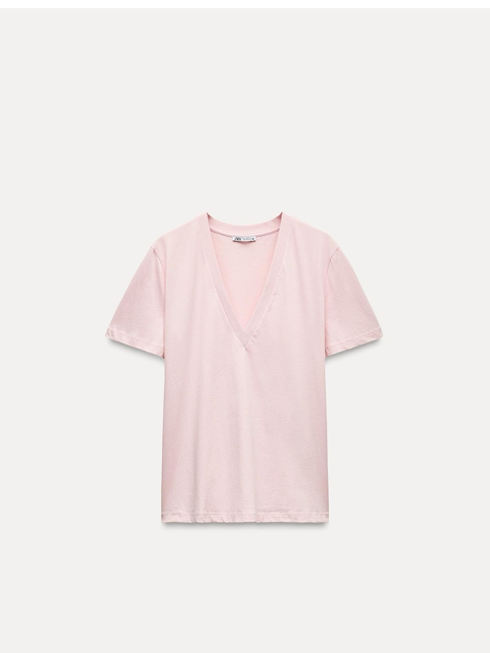 Duo! Zara Enzyme Finish Cotton Tee | XL | Pink and White